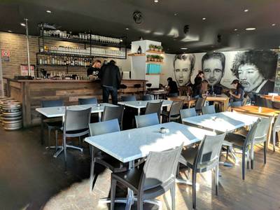 Cafe fit out using reclaimed, recycled Australian Hardwood Sleeper Panels at Surry Hills Sydney NSW by northern rivers recycled timber
