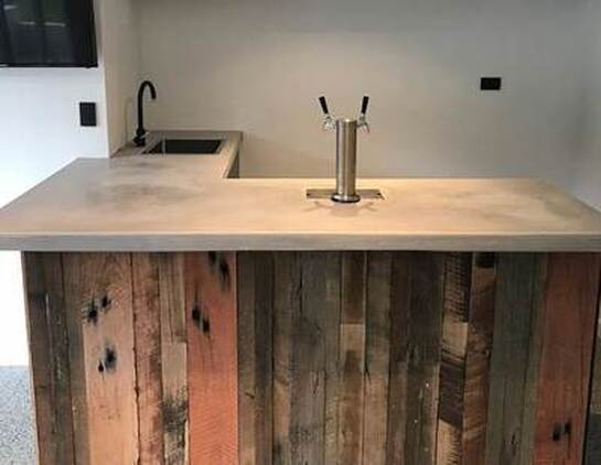 run of the mill recycled timber feature wall sink
