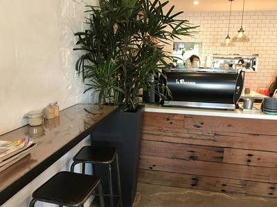 Cafe fit in Milperra Sydney using reclaimed, recycled Sleeper Panel by Northern Rivers Recycled Timber