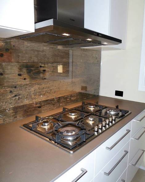 Product: Weathered Face Sleeper
Kitchen splashback with recycled timber. 
Newcastle NSW