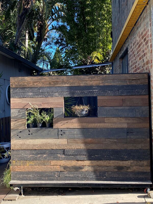 run of the mill recycled timber feature wall precint 75