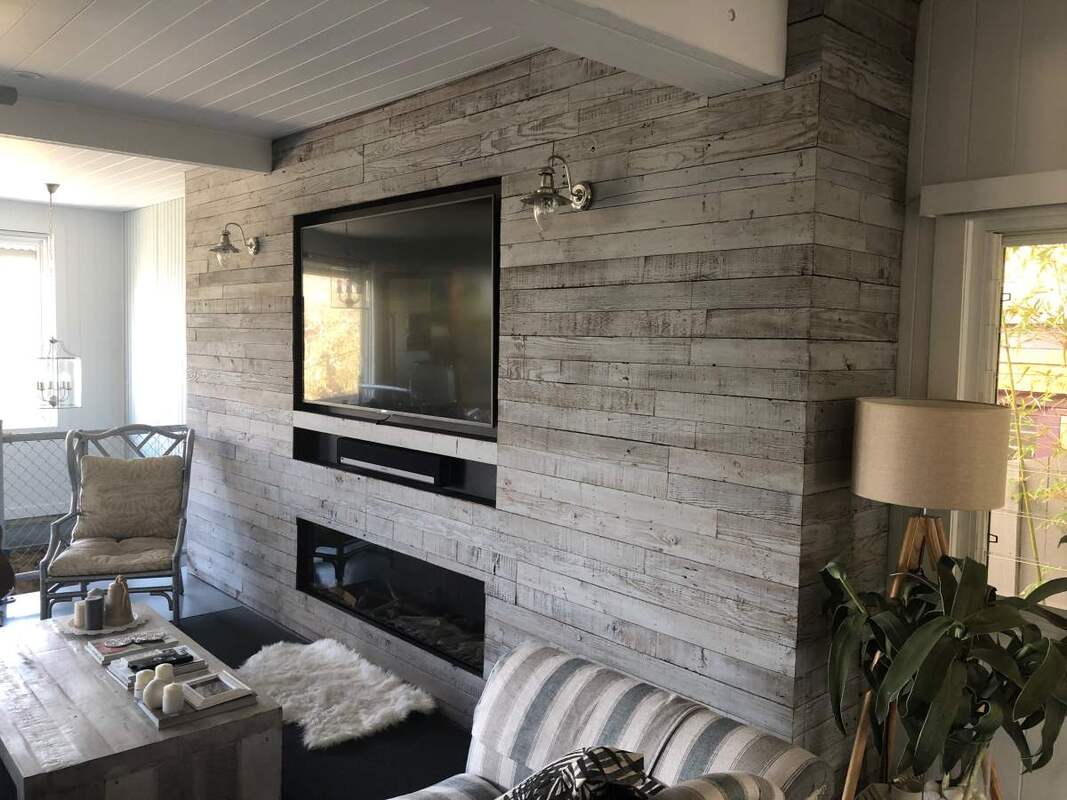 timber cladding for fireplace walls and feature walls with recycled timber