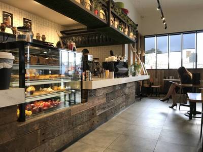 Cafe fit out using reclaimed, recycled sleeper panels in Bass Hill Sydney NSW by Northern Rivers Recycled Timber