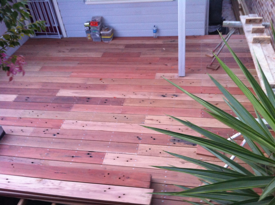 Railway Sleeper Decking Courtyard - NORTHERN RIVERS RECYCLED TIMBER