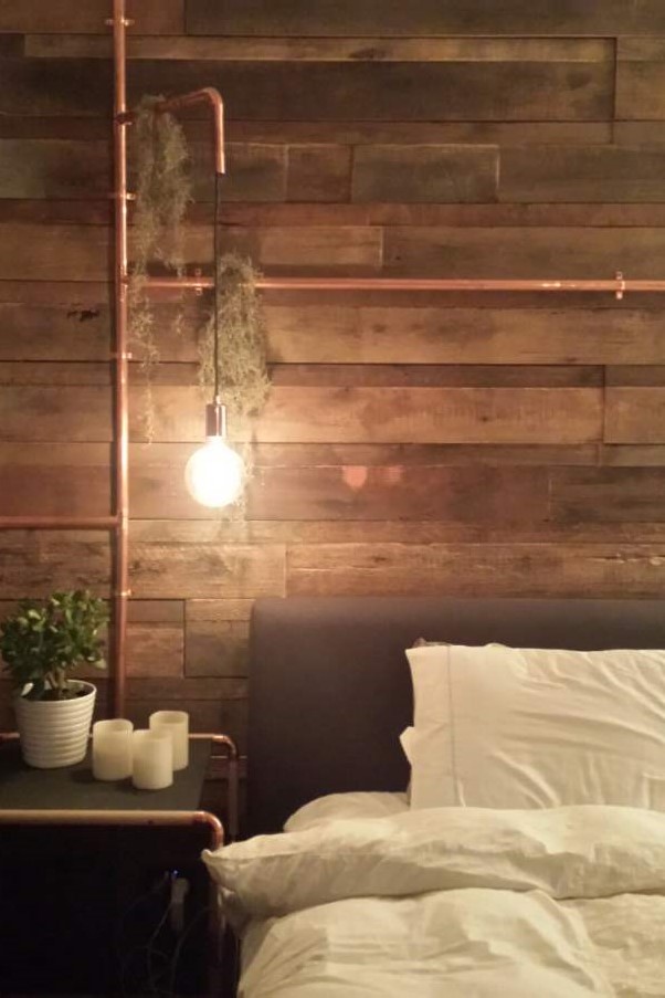 Recycled Timber Feature Wall - Bedroom - Wire brushed